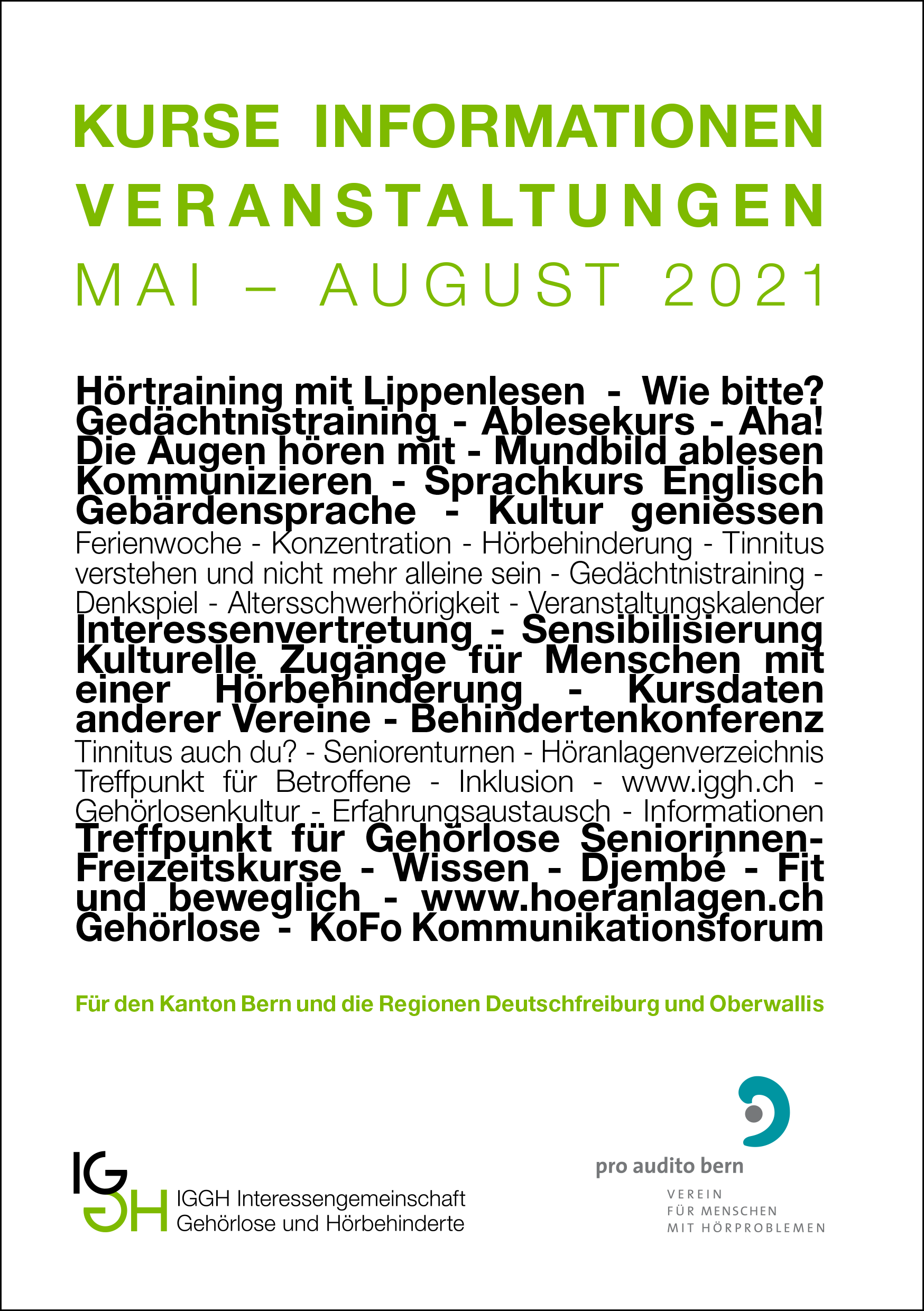 Kursprogramm Mai - August 2021