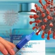 Illustration: Ein Coronavirus wird mit Spritze geimpft