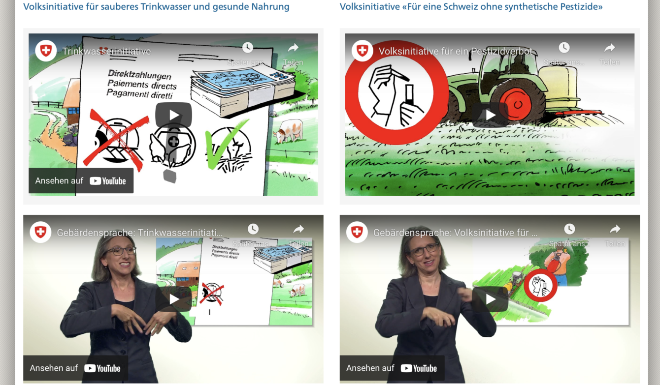 Webseite der Bundeskanzlei mit den Videos zu den Abstimmungen.