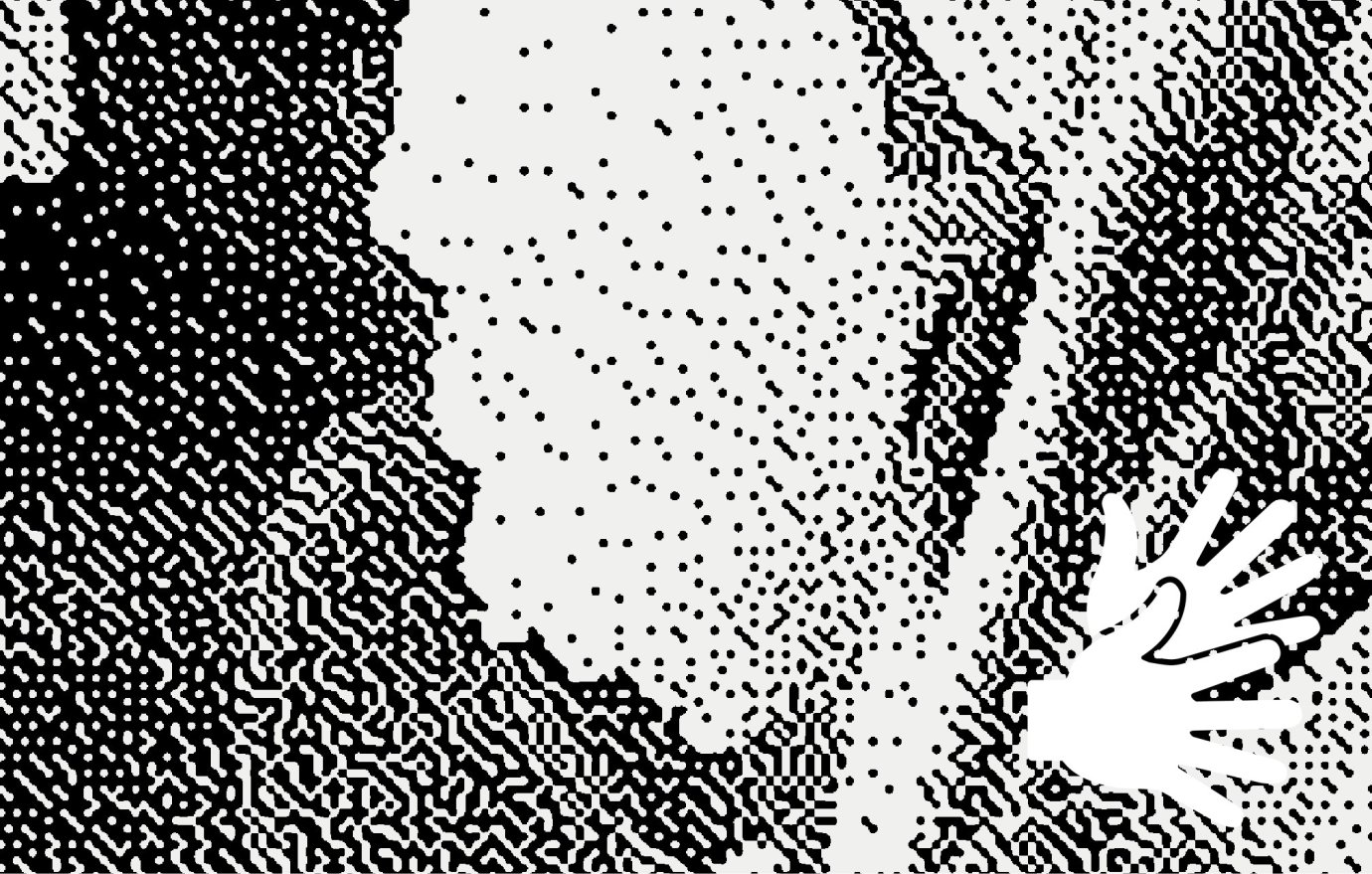 Illustration eines Schwarmes in Schwarztönen