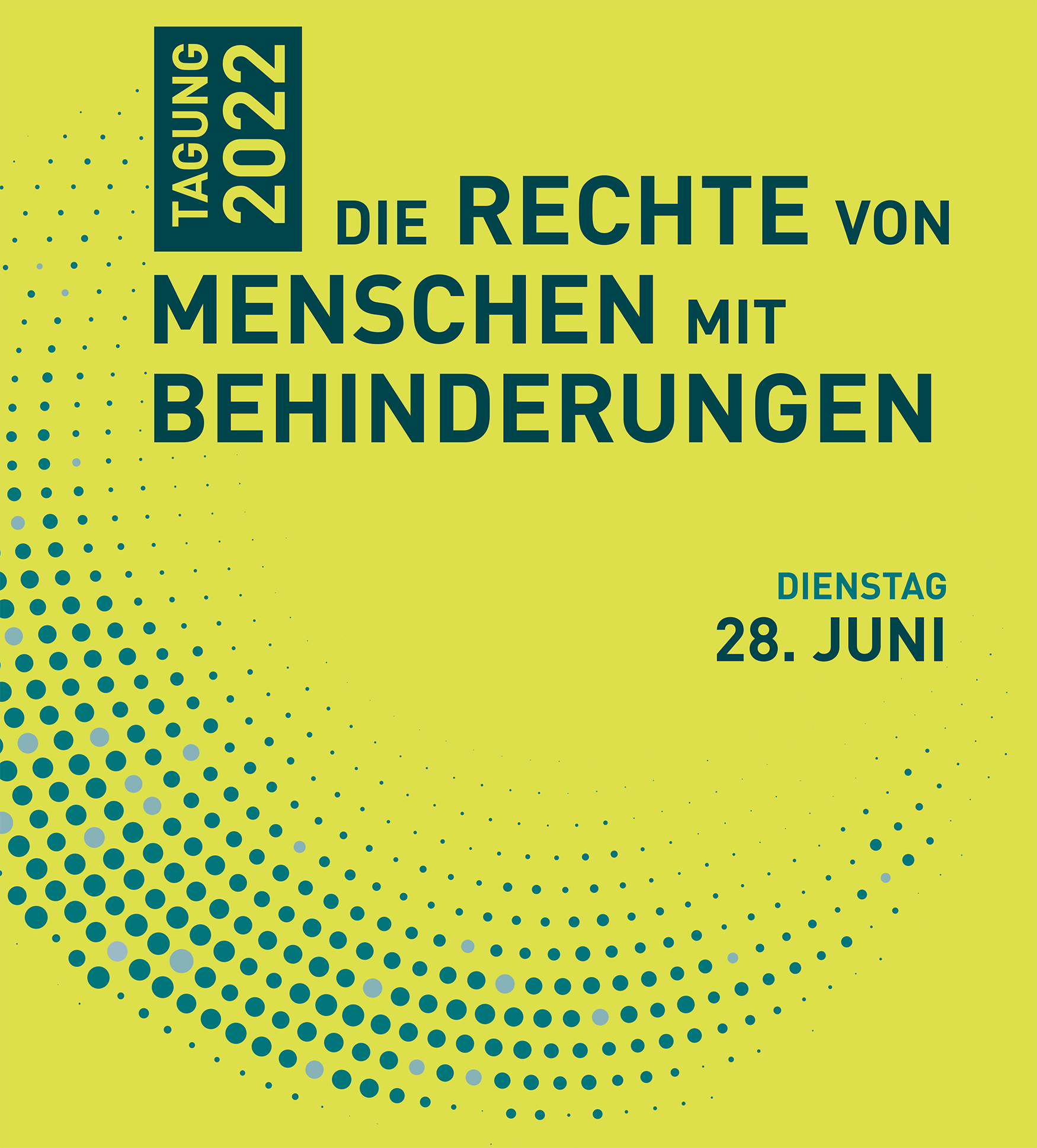 Visual mit Titel Tagung 2022 - Die Rechte von Menschen mit Behinderungen